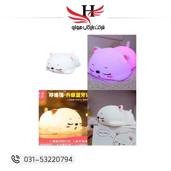 چراغ خواب سیلیکونی طرح گربه خوابیده با نور LED ملایم مناسب اتاق کودک و هدیه فانتزی